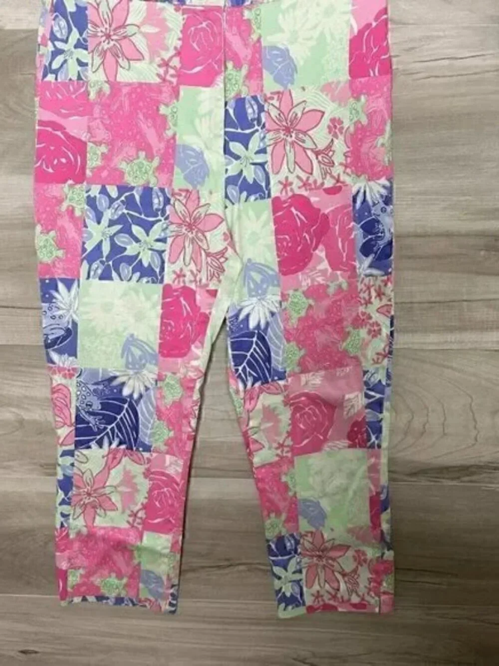 Lilly Pulitzer Womens Multicolor Floral Checkered Stretch Capri Pants Size 8